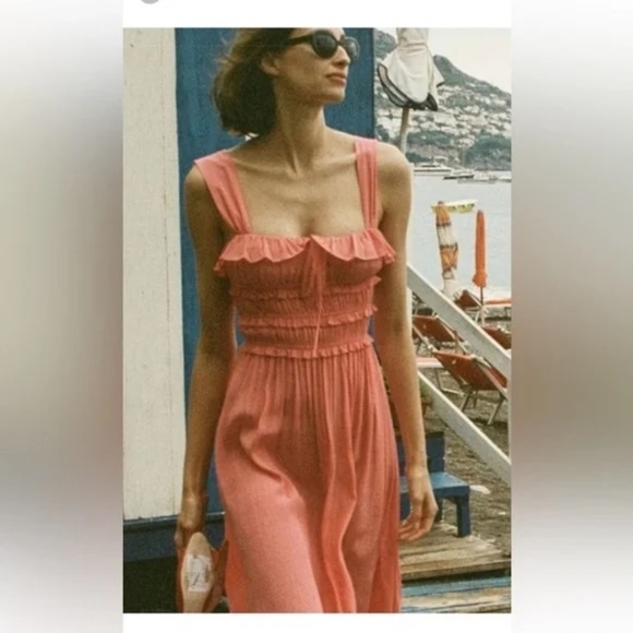 Doen Carolynn Maxi Dress, Coral, Large - Picture 1 of 10